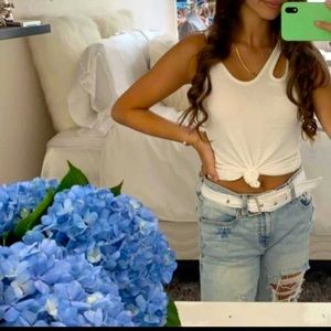 White crop top tank top size small